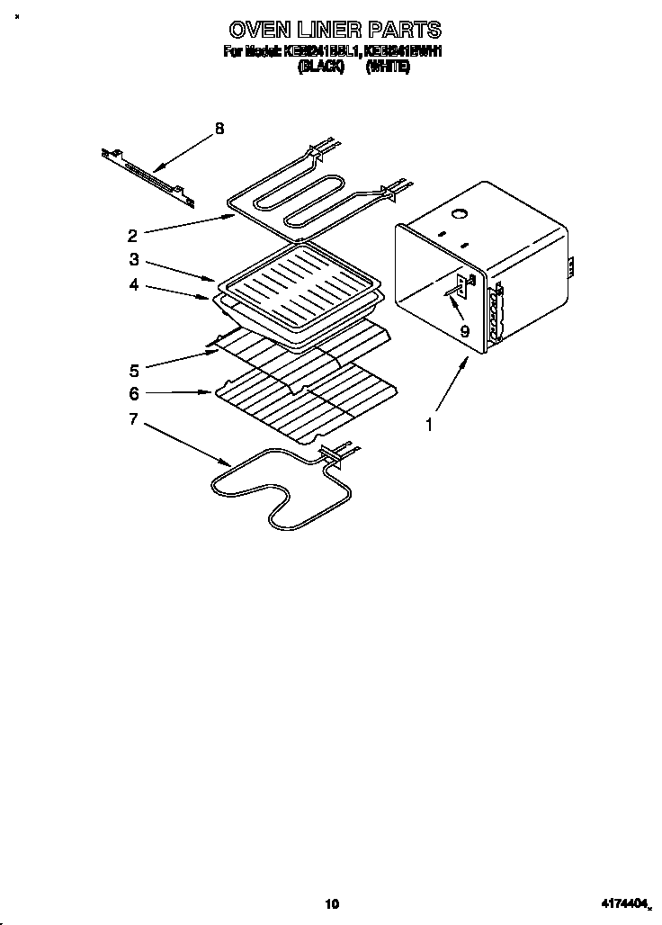 KitchenAid KEBI241BBL1 oven liner diagram