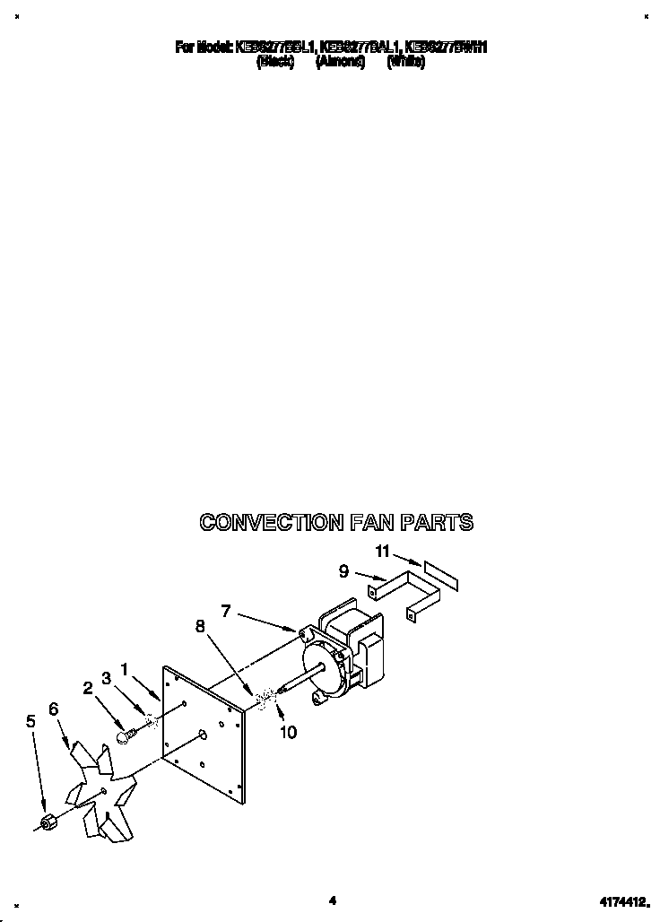 KitchenAid KEBS277BBL1 convection fan diagram