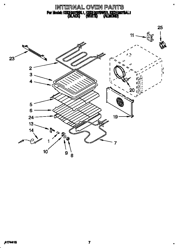 KitchenAid KEDH207BAL1 internal oven diagram