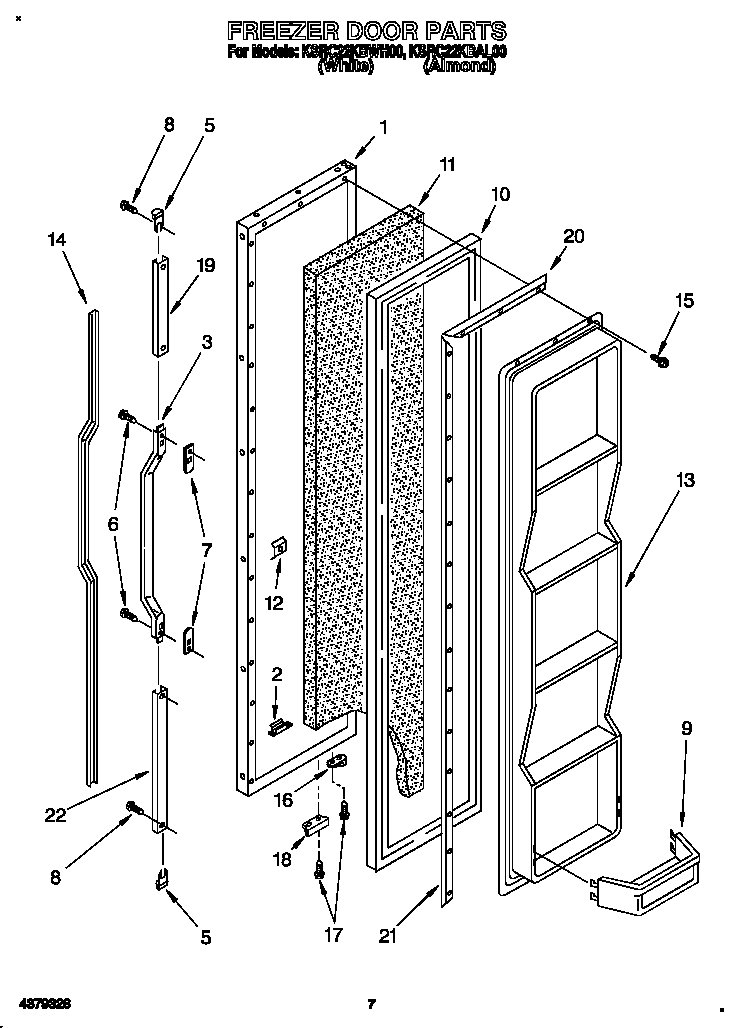 KitchenAid KSRC22KBAL00 freezer door diagram