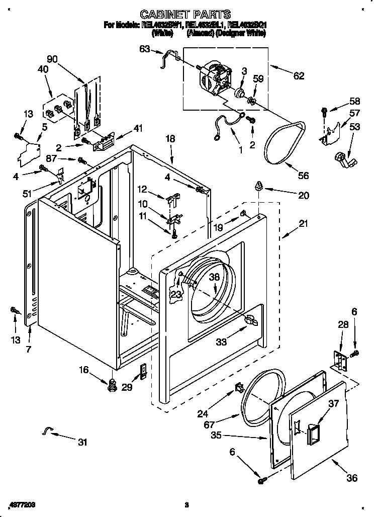 Roper REL4632BW1 cabinet diagram