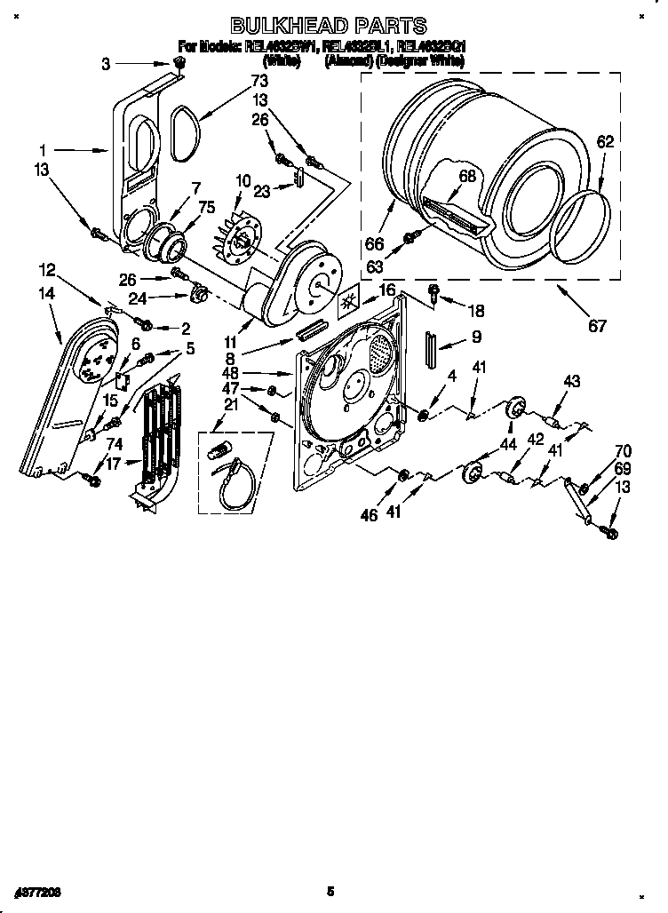Roper REL4632BW1 bulkhead diagram