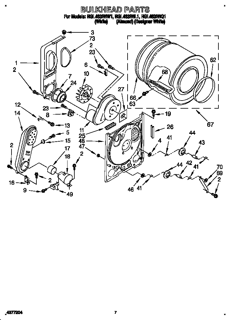 Roper RGL4632BW1 bulkhead diagram