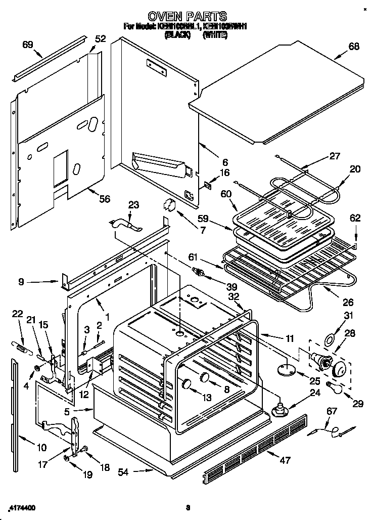 KitchenAid KEBI100BWH1 oven diagram
