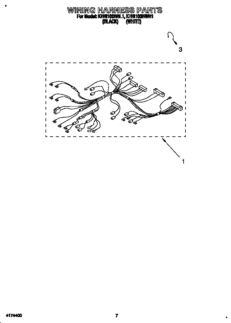 KitchenAid KEBI100BWH1 wiring harness diagram
