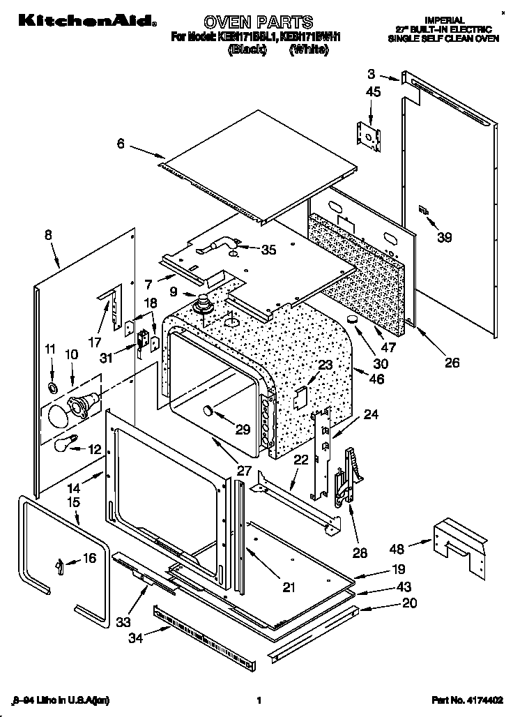 KitchenAid KEBI171BWH1 oven diagram