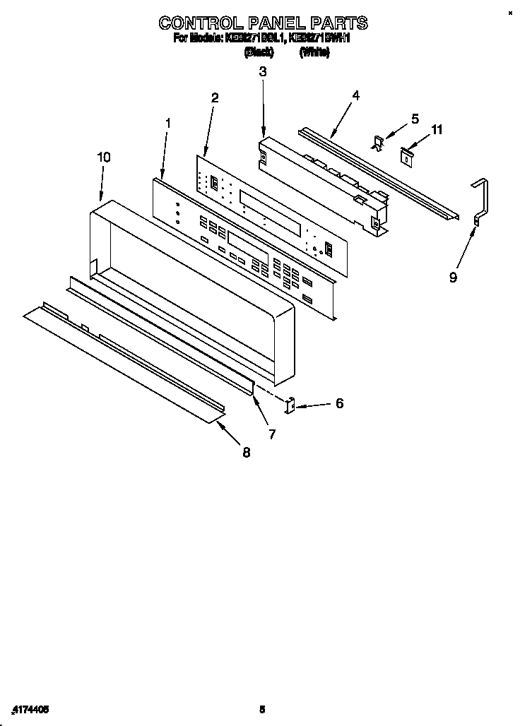 KitchenAid KEBI271BWH1 control panel diagram