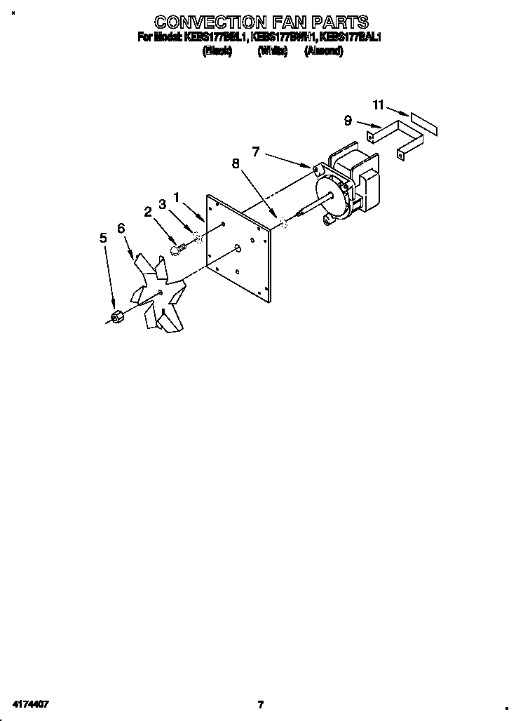 KitchenAid KEBS177BWH1 convection fan diagram