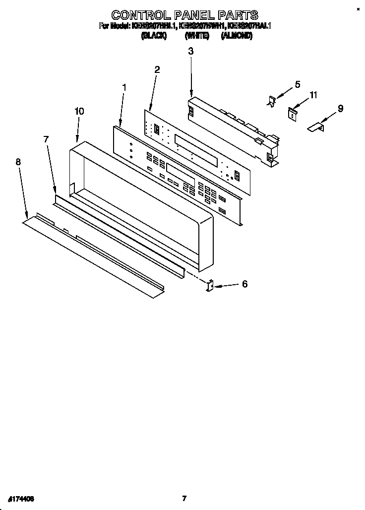 KitchenAid KEBS207BAL1 control panel diagram