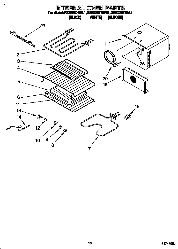 KitchenAid KEBS207BAL1 internal oven diagram