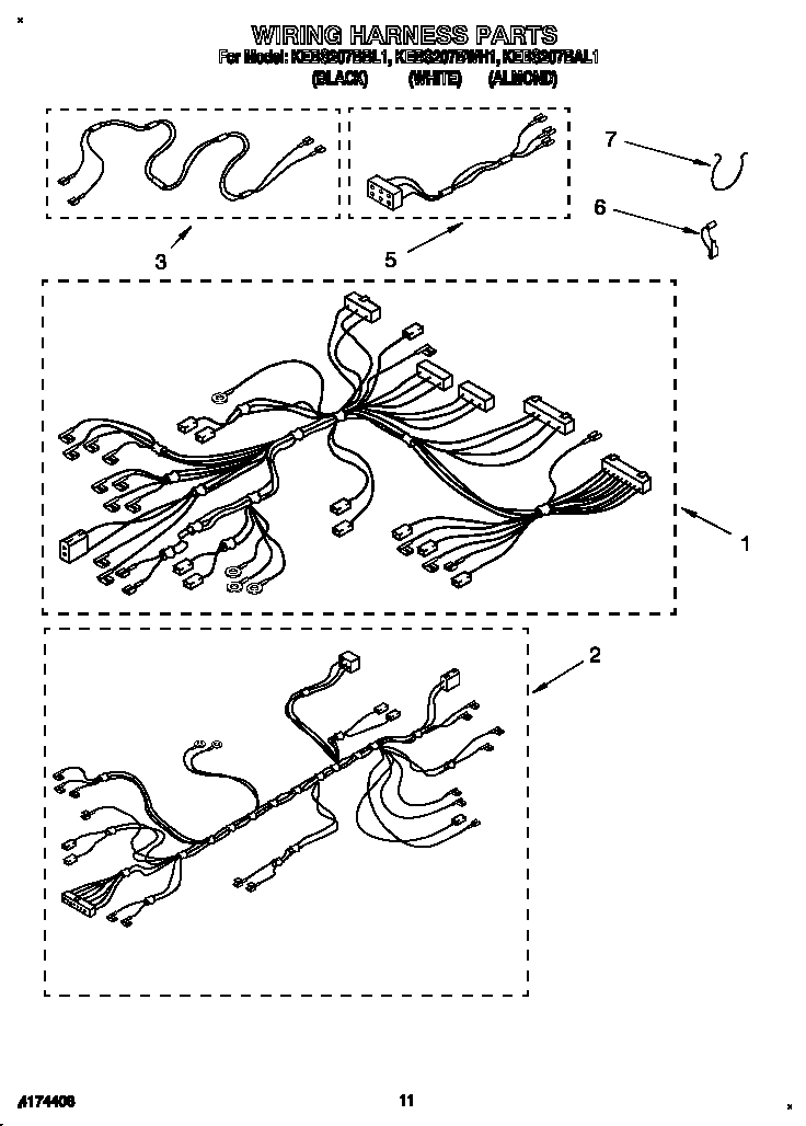 KitchenAid KEBS207BAL1 wiring harness diagram