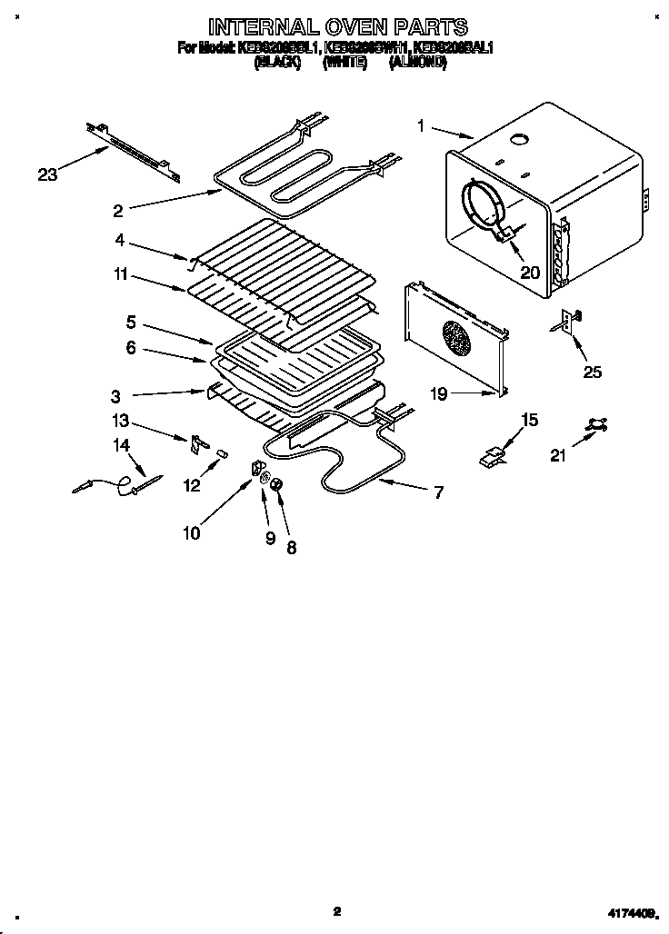 KitchenAid KEBS208BBL1 internal oven diagram