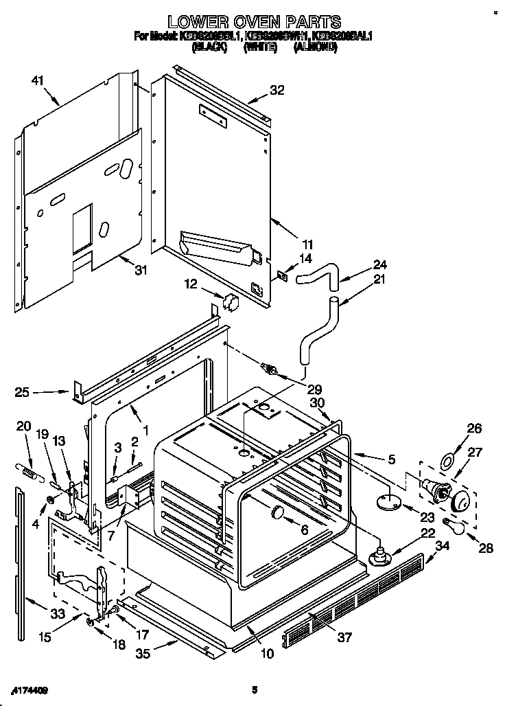 KitchenAid KEBS208BBL1 lower oven diagram