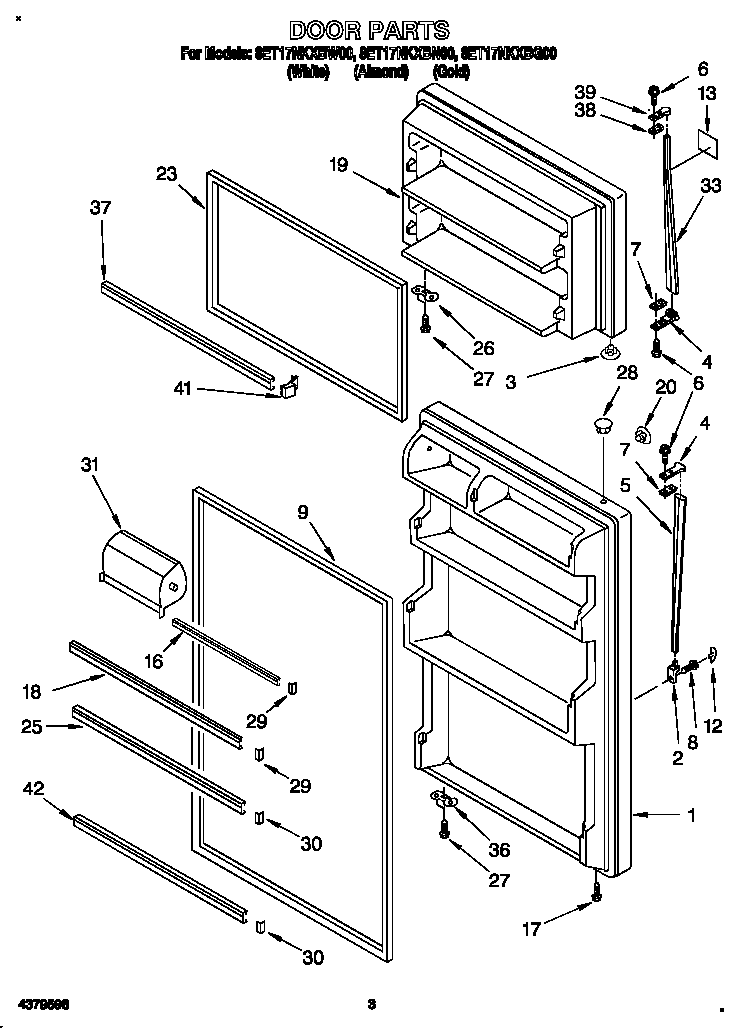 Whirlpool 8ET17NKXBN00 door diagram
