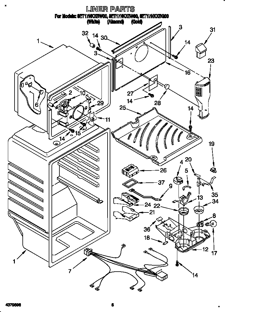 Whirlpool 8ET17NKXBN00 liner diagram