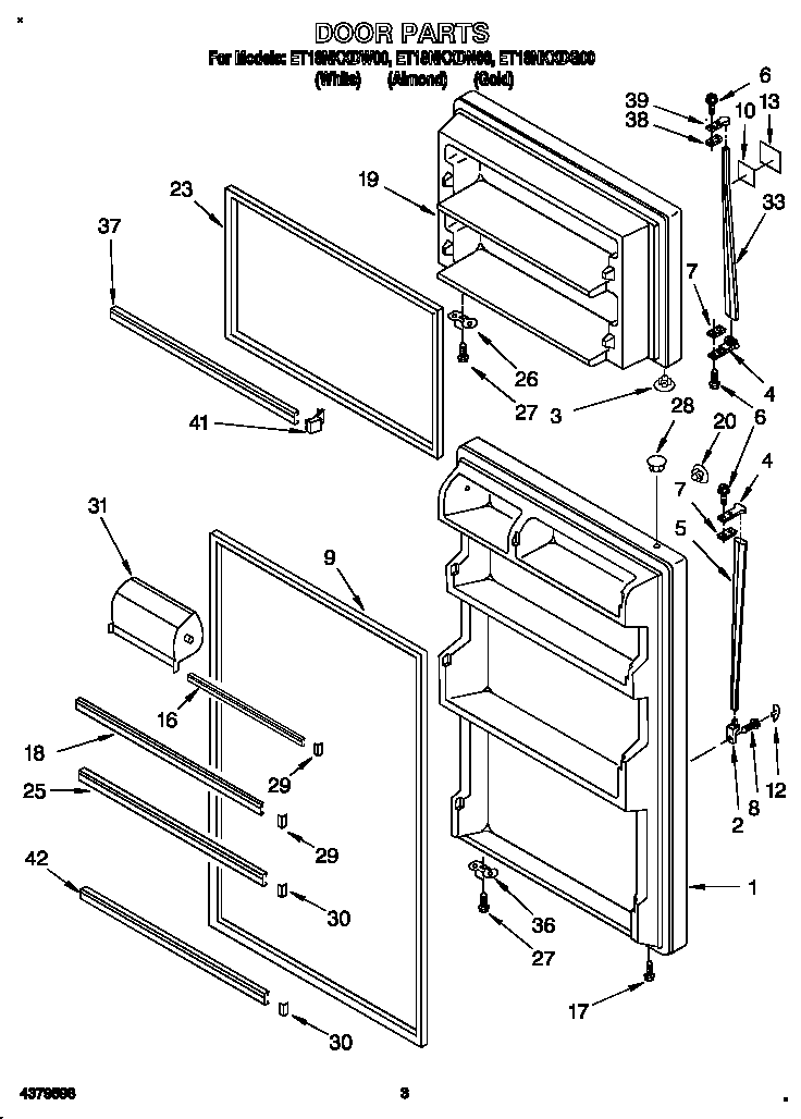 Whirlpool ET18NKXDG00 door diagram