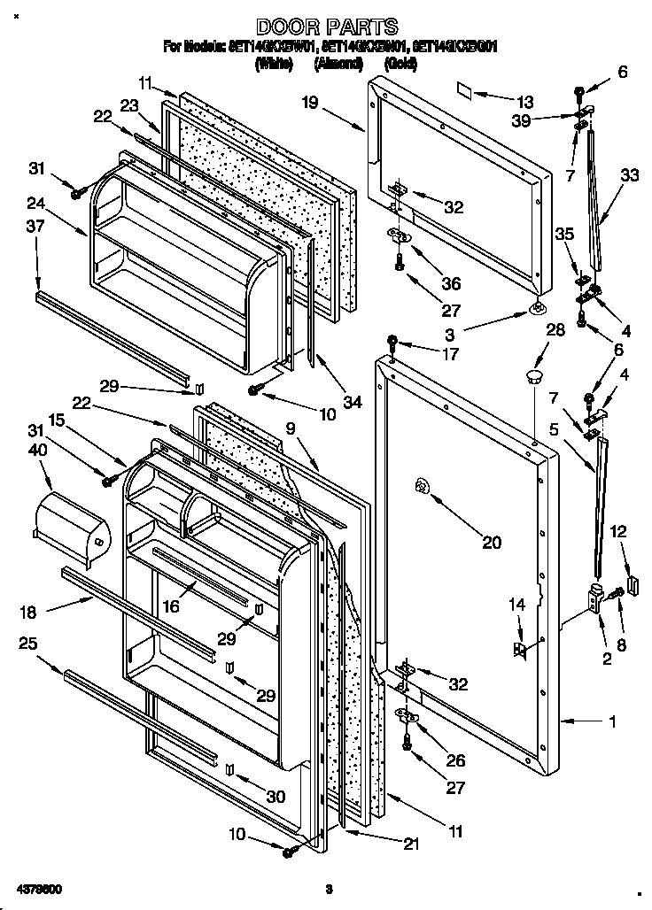Whirlpool 8ET14GKXBN01 door diagram