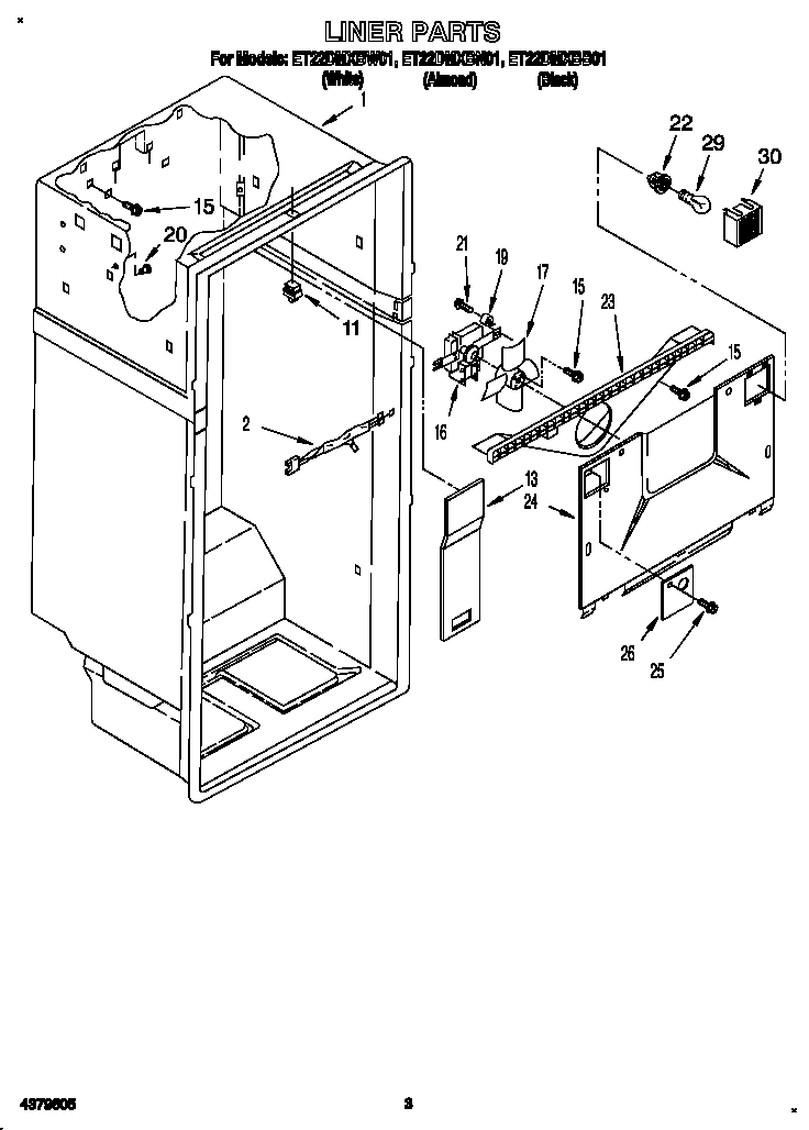 Whirlpool ET22DMXBW01 liner diagram