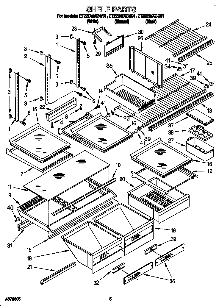 Whirlpool ET22DMXBW01 shelf diagram
