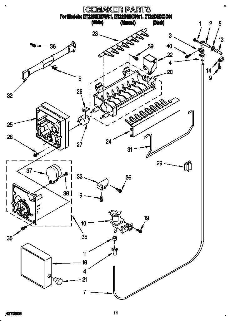 Whirlpool ET22DMXBW01 icemaker diagram