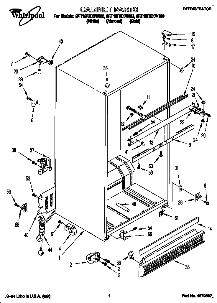 Whirlpool 8ET18DKXBN00 cabinet diagram