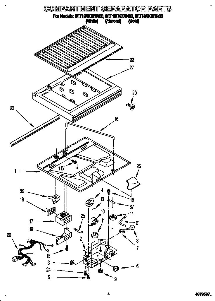Whirlpool 8ET18DKXBN00 compartment separator diagram