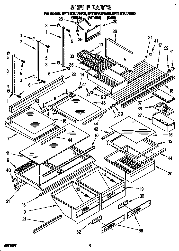 Whirlpool 8ET18DKXBN00 shelf diagram