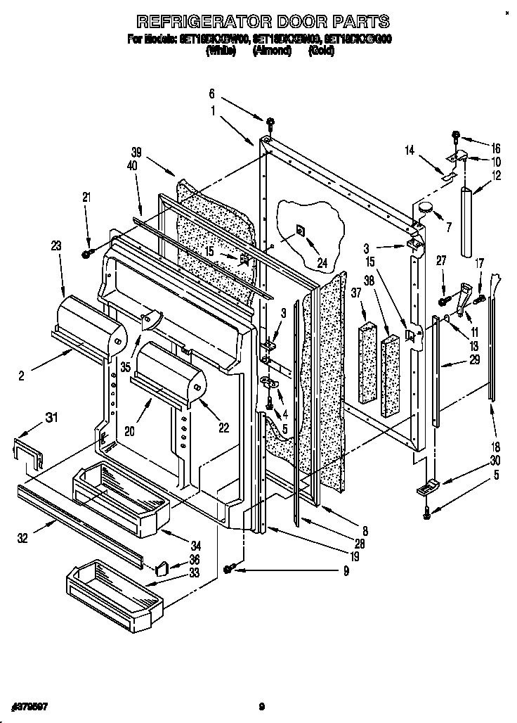 Whirlpool 8ET18DKXBN00 refrigerator door diagram