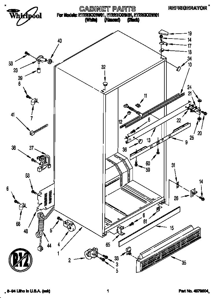 Whirlpool ET22DKXBB01 cabinet diagram
