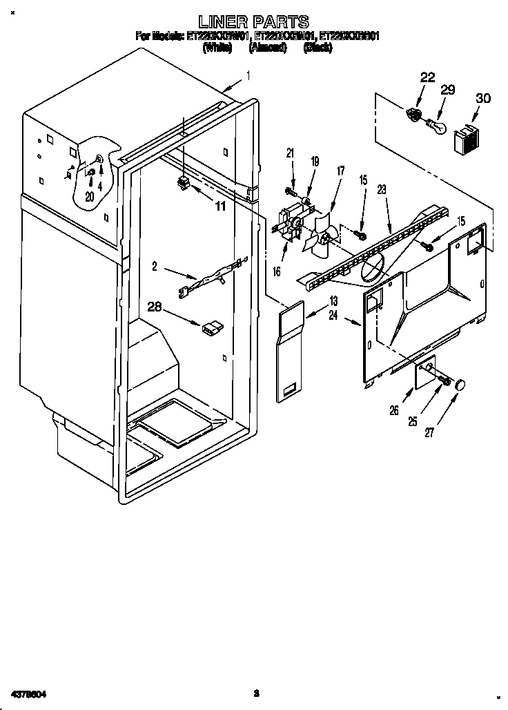 Whirlpool ET22DKXBB01 liner diagram