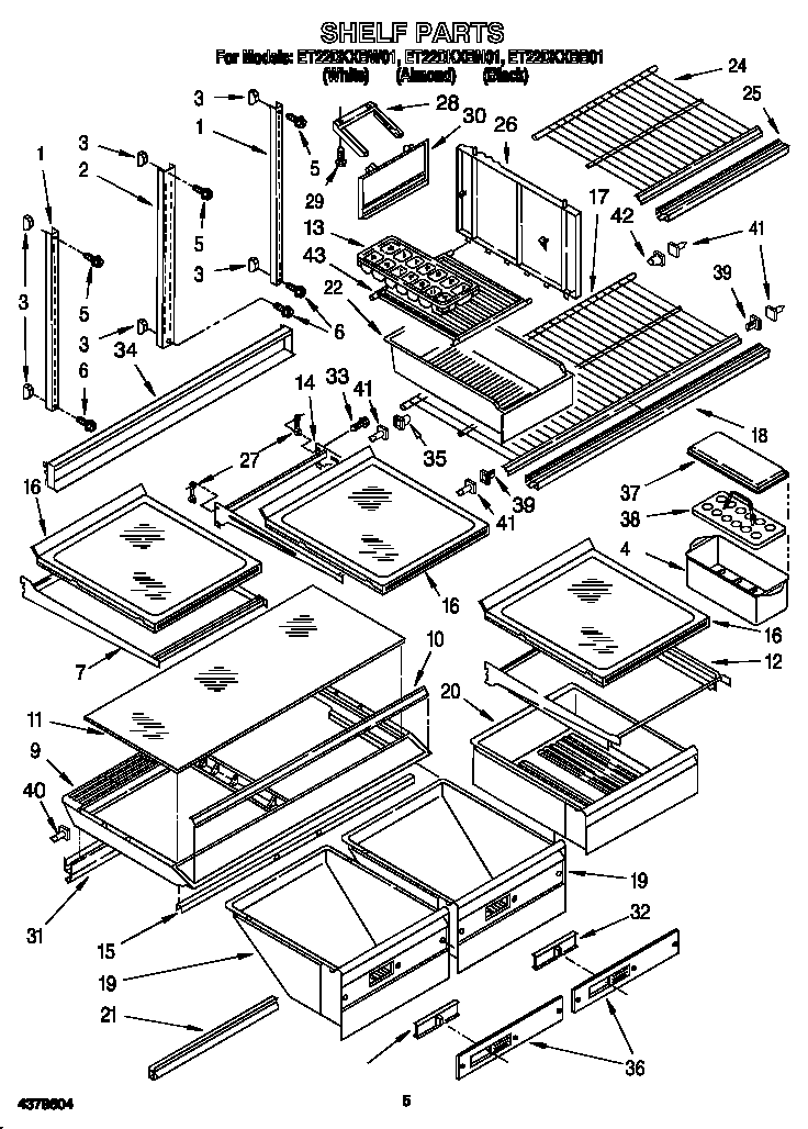 Whirlpool ET22DKXBB01 shelf diagram