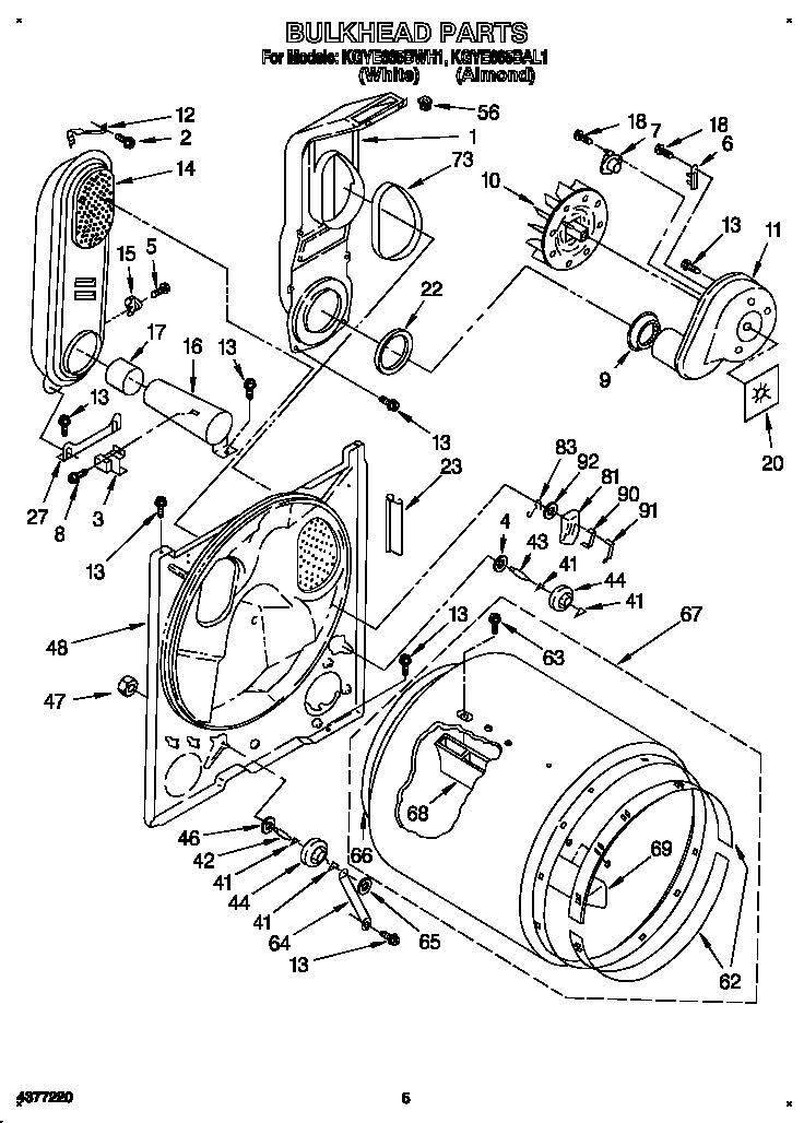 KitchenAid KGYE665BWH1 bulkhead diagram