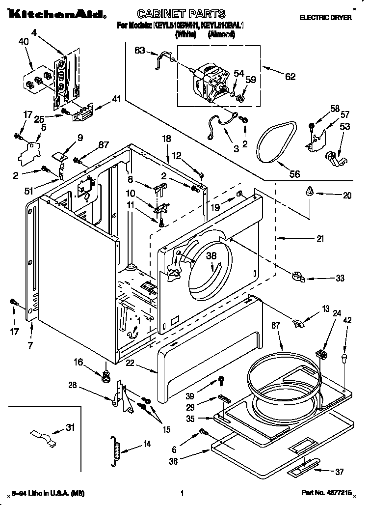 KitchenAid KEYL510BWH1 cabinet diagram