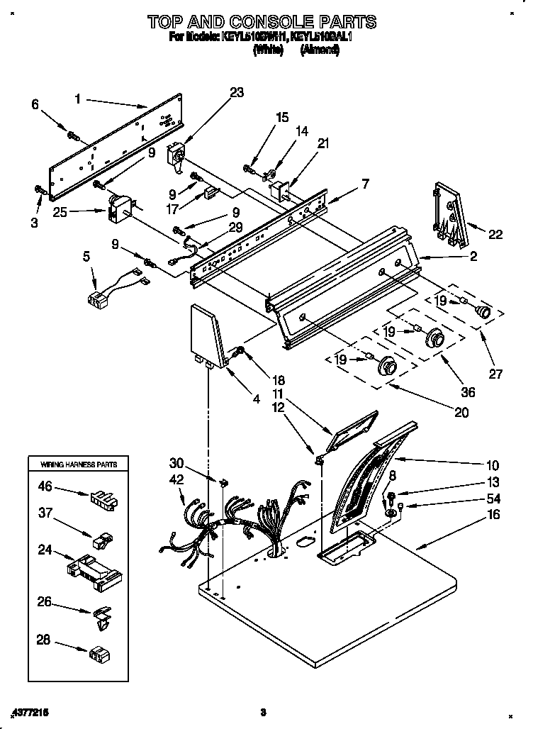 KitchenAid KEYL510BWH1 top and console diagram