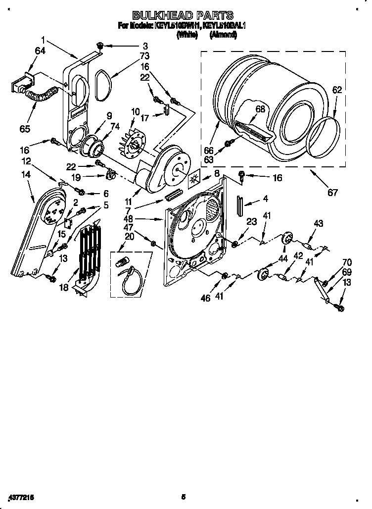 KitchenAid KEYL510BWH1 bulkhead diagram