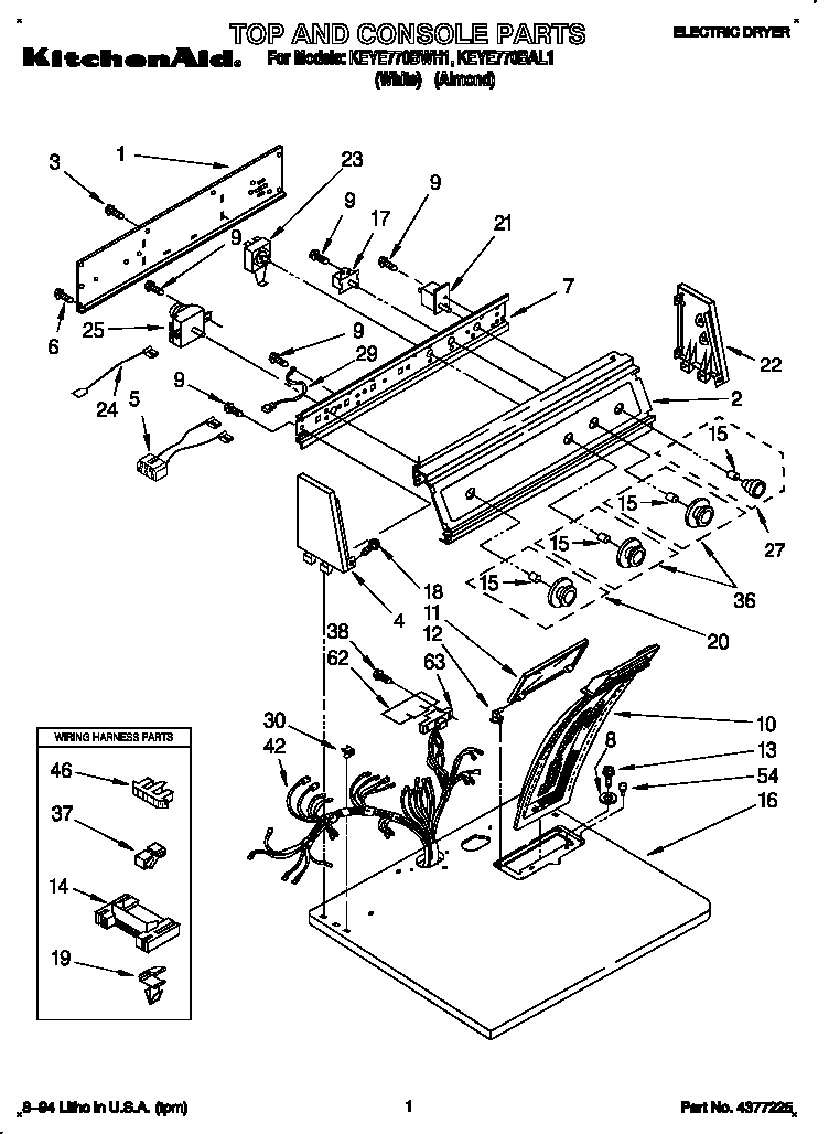 KitchenAid KEYE770BWH1 top and console diagram