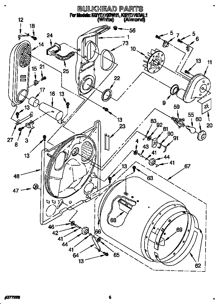 KitchenAid KGYE770BAL1 bulkhead diagram