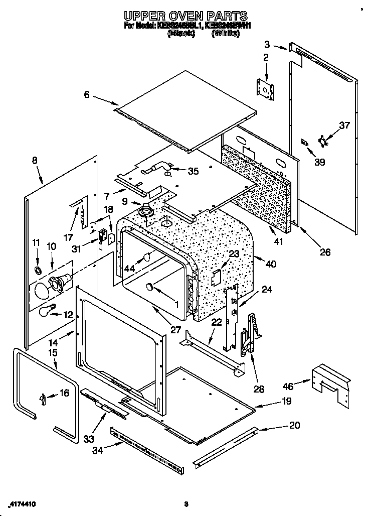 KitchenAid KEBS246BBL1 upper oven diagram