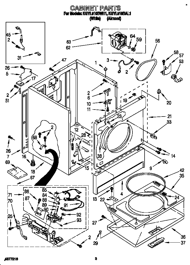 KitchenAid KGYL510BAL1 cabinet diagram