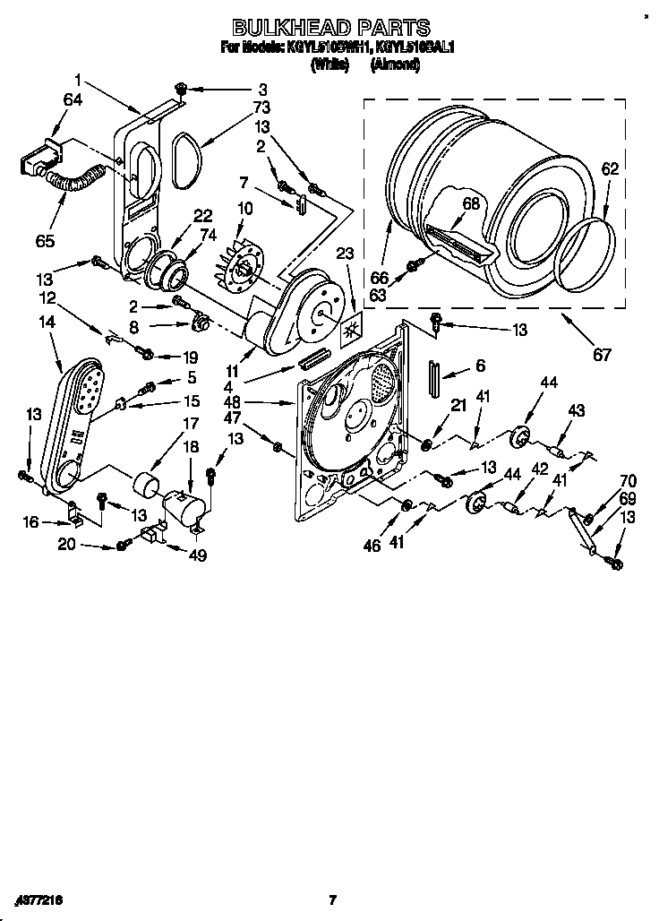 KitchenAid KGYL510BAL1 bulkhead diagram