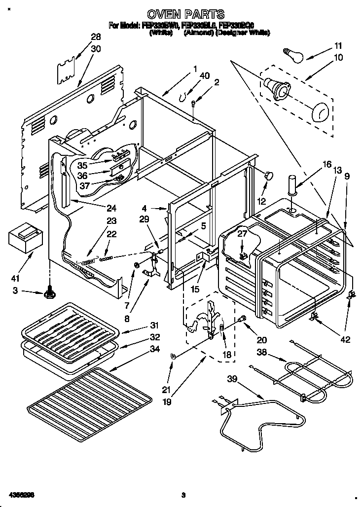 Roper FEP330BW0 oven diagram