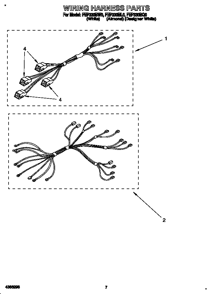 Roper FEP330BW0 wiring harness diagram