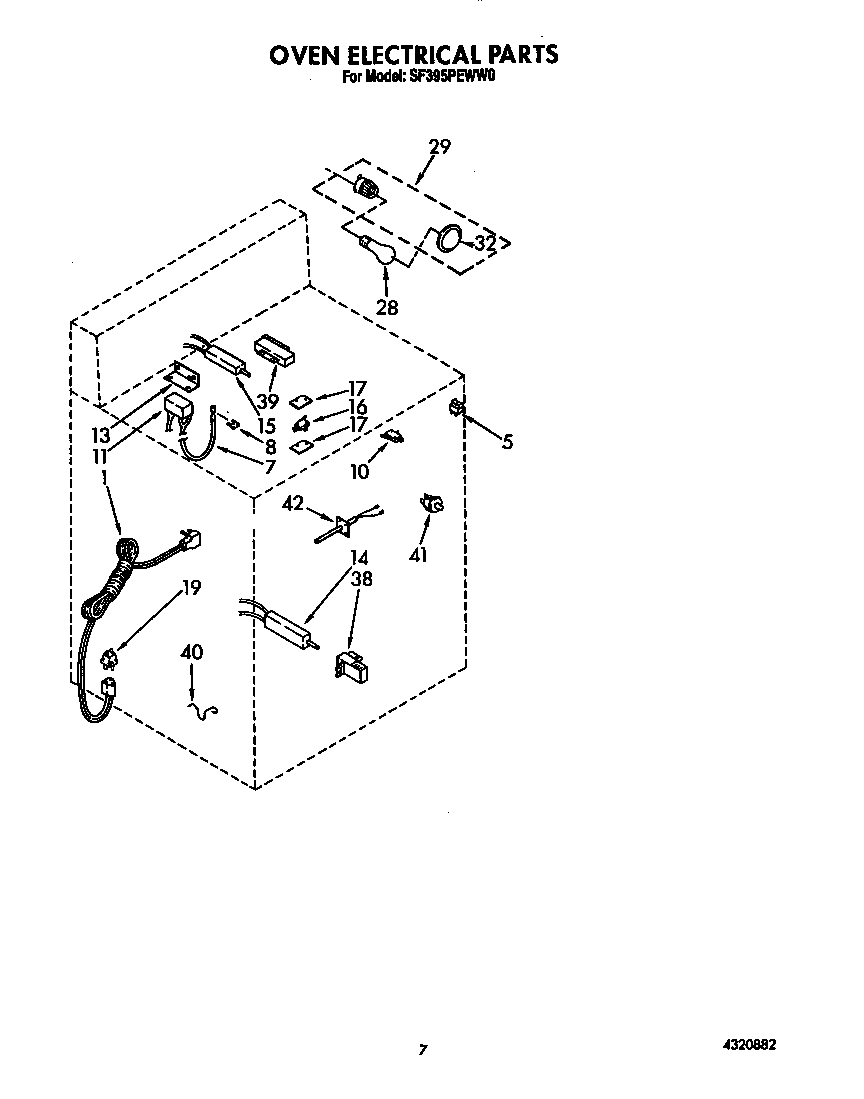 Whirlpool SF395PEWW0 oven electrical diagram