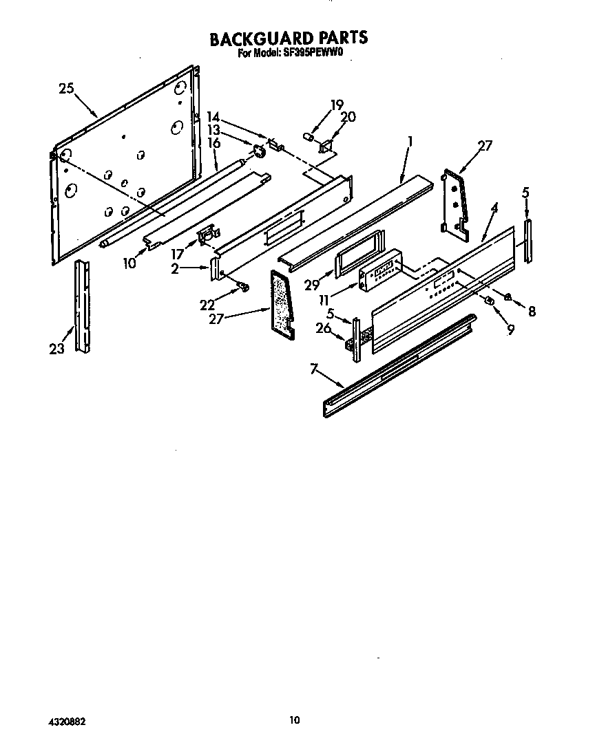 Whirlpool SF395PEWW0 backguard diagram