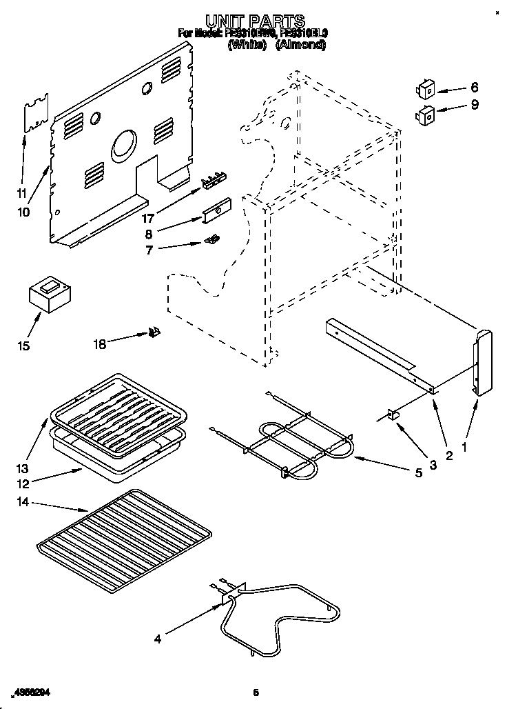 Roper FES310BL0 unit diagram