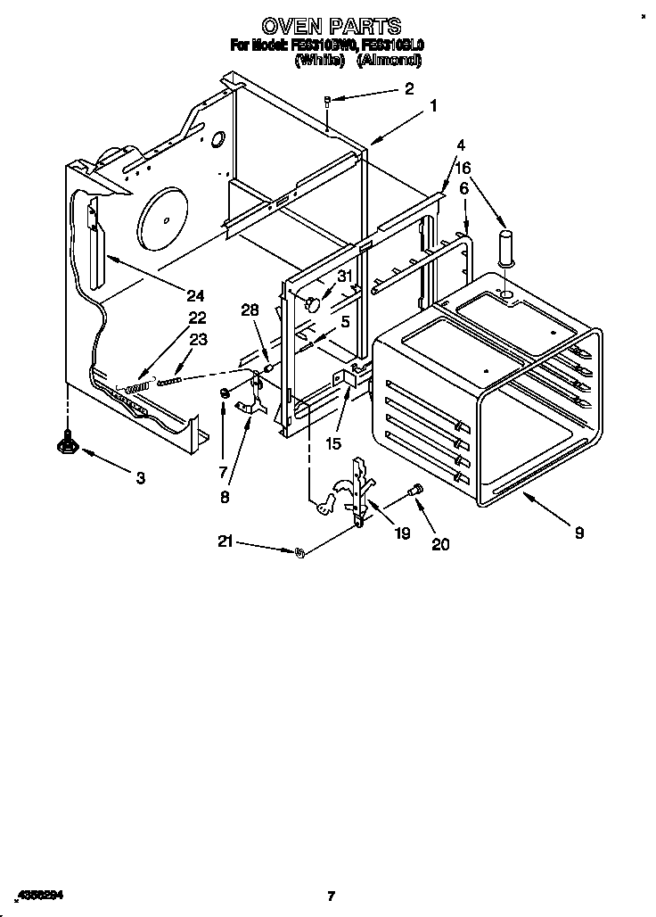 Roper FES310BL0 oven diagram