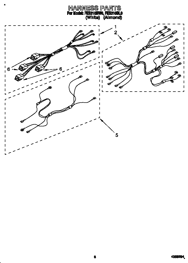 Roper FES310BL0 harness diagram