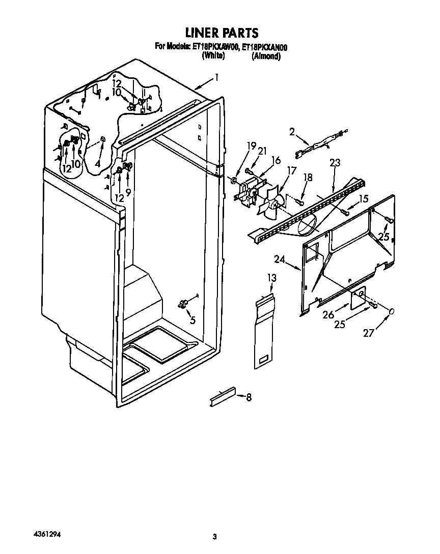 Whirlpool ET18PKXAN00 liner diagram