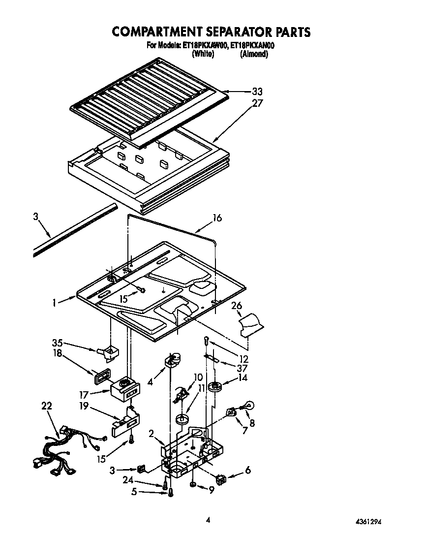 Whirlpool ET18PKXAN00 compartment separator diagram