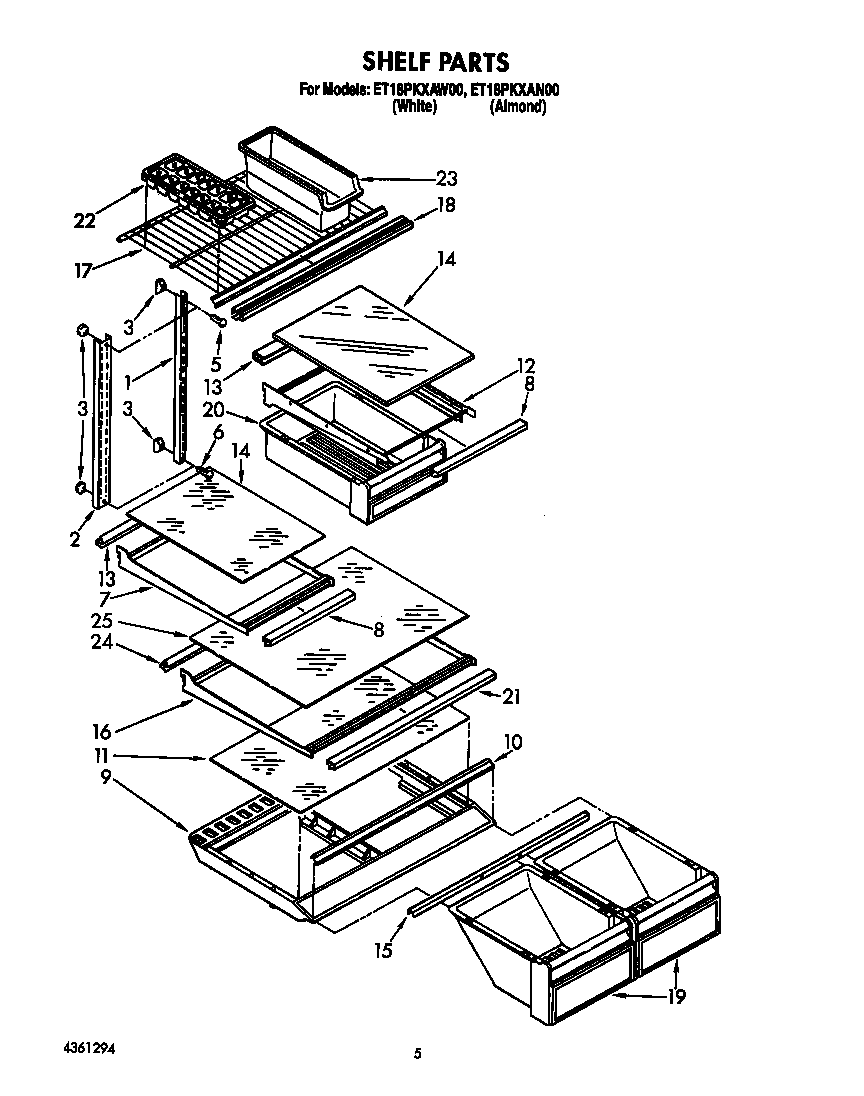 Whirlpool ET18PKXAN00 shelf diagram